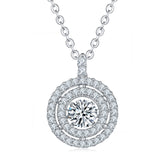 BOYA 0.66 CTW Round Moissanite Halo Pendant Necklace in 18K White Gold Plated