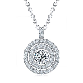 BOYA 0.66 CTW Round Moissanite Halo Pendant Necklace in 18K White Gold Plated