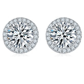BOYA 2.22 CTW Round Moissanite Halo Stud Earrings in 18K White Gold Plated