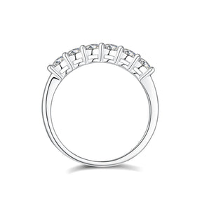 BOYA 0.60 CTW Round Moissanite Six Stone Wedding Ring Band in 18K White Gold Plated