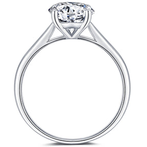 BOYA 2.00 CTW Round Moissanite Four Prong Solitaire Engagement Ring in 18K White Gold Plated