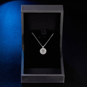 BOYA 0.66 CTW Round Moissanite Halo Pendant Necklace in 18K White Gold Plated