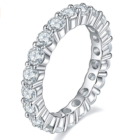 BOYA 2.00 CTW Round Sapphire Shared Prong Wedding Ring Eternity Band in 925 sterling silver