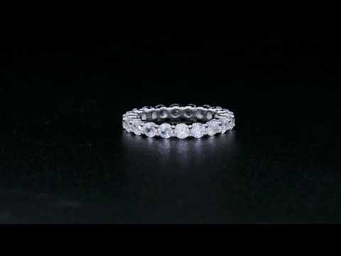 BOYA 2.00 CTW Round Sapphire Shared Prong Wedding Ring Eternity Band in 925 sterling silver