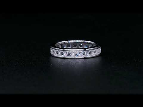 BOYA 2.30 CTW Square Sapphire Shared Prong Wedding Ring Eternity Band in 925 sterling silver
